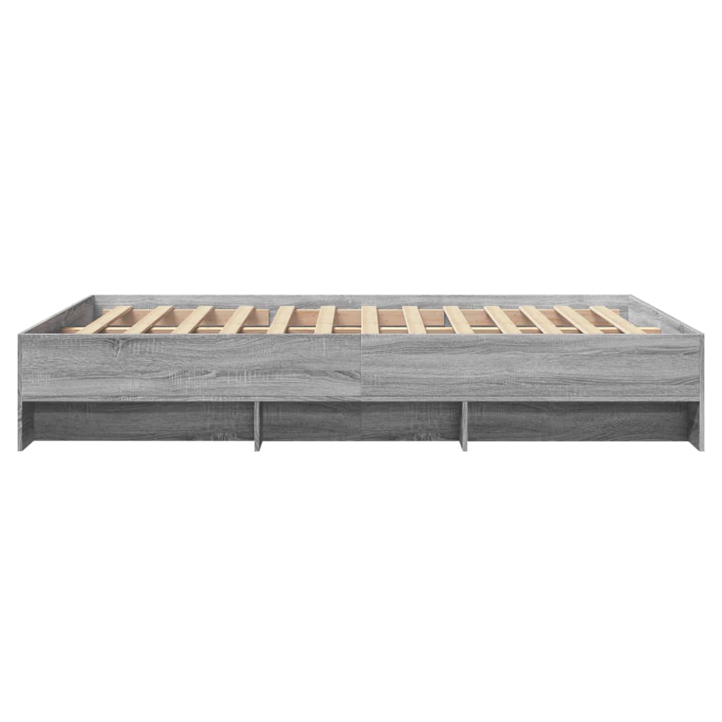 vidaXL Bed Frame without Mattress Grey Sonoma 135x190 cm Double Engineered Wood