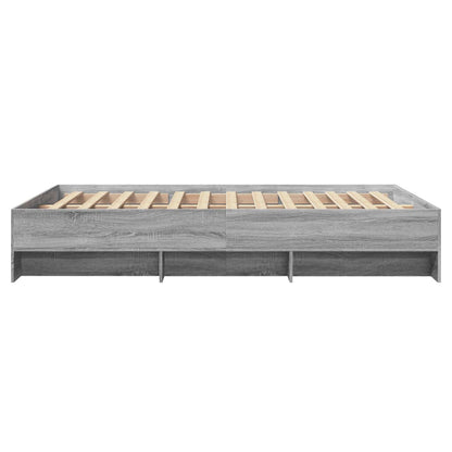 vidaXL Bed Frame without Mattress Grey Sonoma 135x190 cm Double Engineered Wood