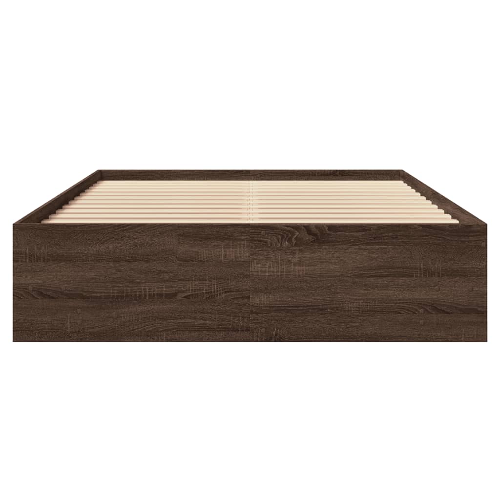 vidaXL Bed Frame without Mattress Brown Oak 135x190 cm Double Engineered Wood