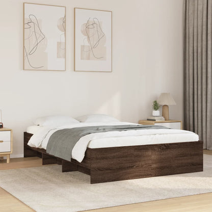 vidaXL Bed Frame without Mattress Brown Oak 135x190 cm Double Engineered Wood