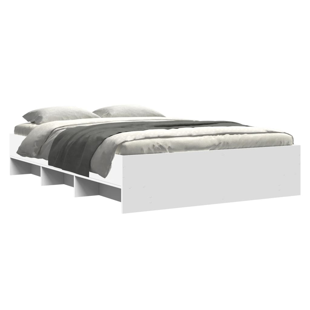 vidaXL Bed Frame | White | Engineered wood, Plywood | Double | Bed Frame