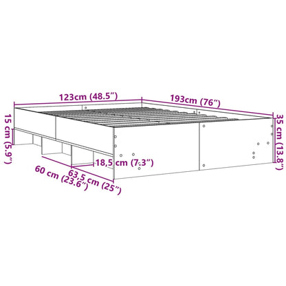 vidaXL Bed Frame | Concrete grey | Engineered wood, plywood | Small Double