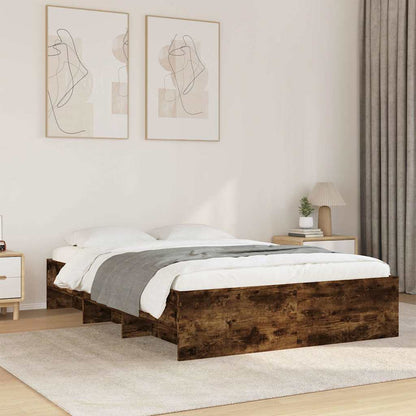 vidaXL Bed Frame | Smoked Oak | Engineered Wood | Small Double | Storage