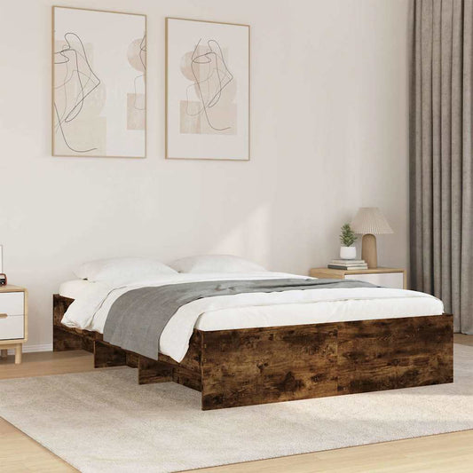 vidaXL Bed Frame | Smoked Oak | Engineered Wood | Small Double | Storage