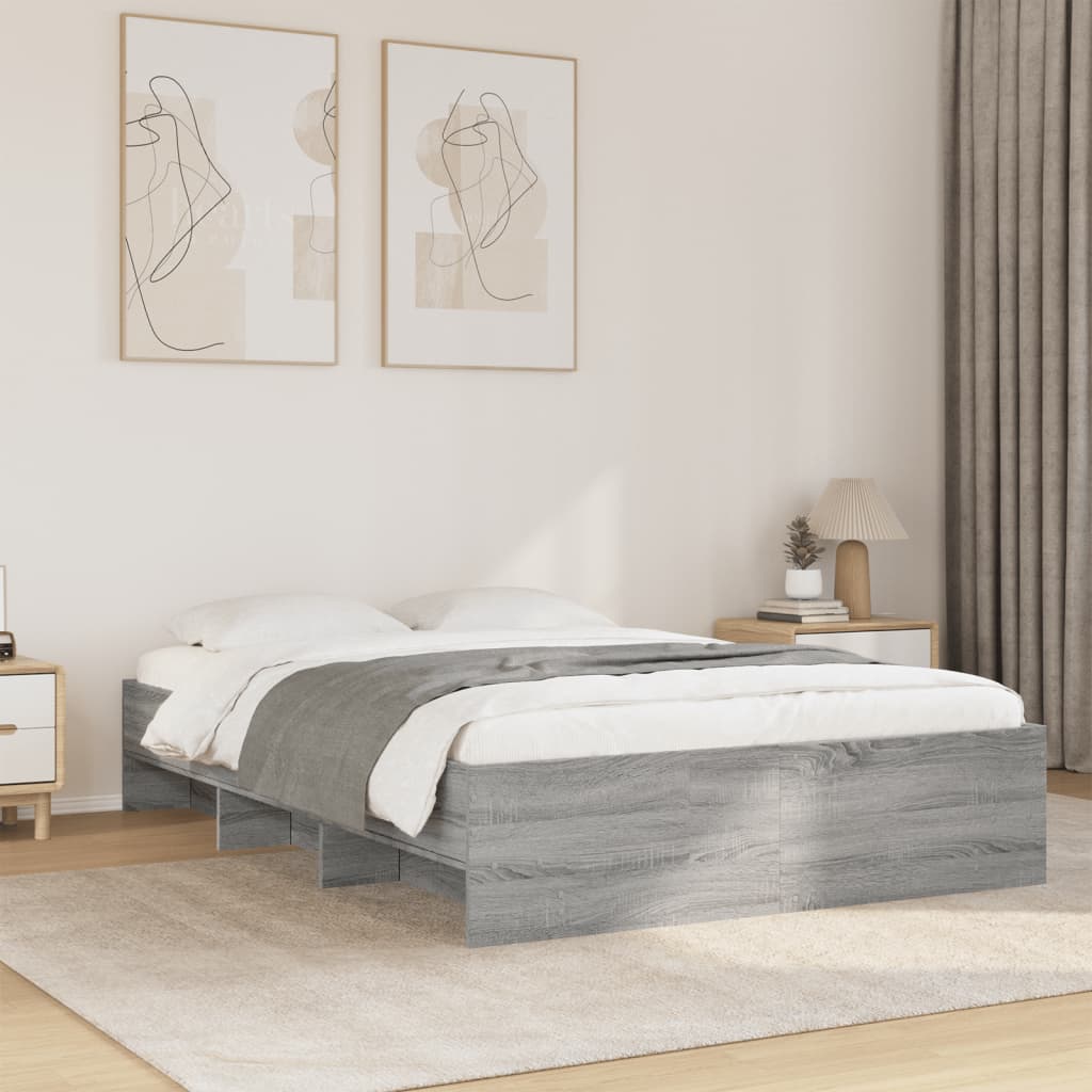 vidaXL Bed Frame | Grey Sonoma | Engineered wood | Small Double | Bed Frame