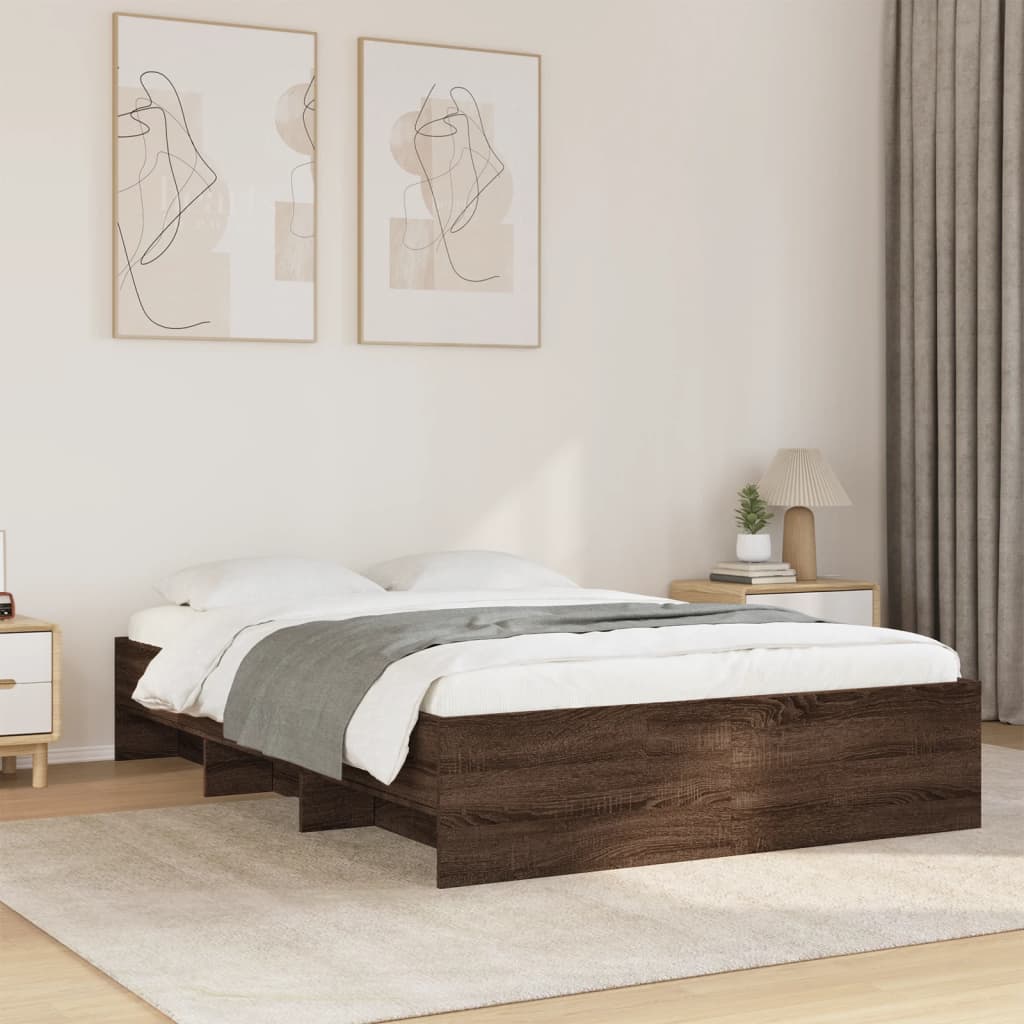 vidaXL Bed Frame | Brown Oak | Engineered wood | Small Double | Bed Frame
