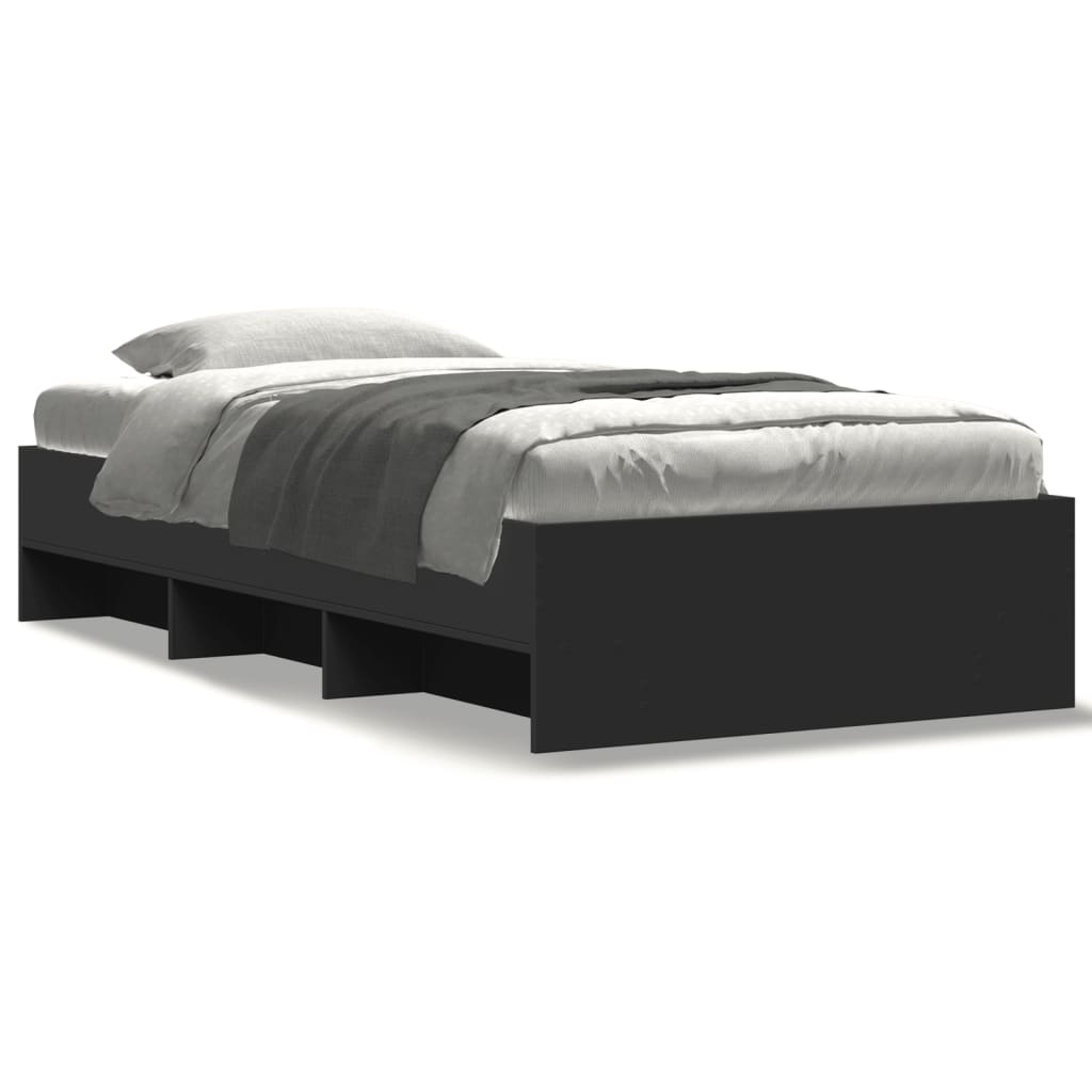 vidaXL Bed Frame without Mattress Black 90x190 cm Single Engineered Wood