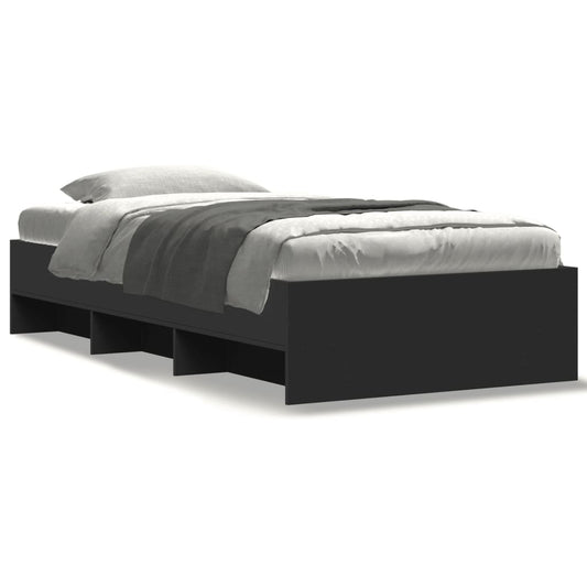 vidaXL Bed Frame without Mattress Black 90x190 cm Single Engineered Wood
