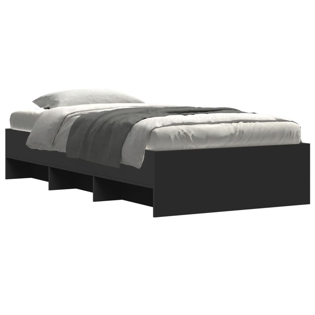 vidaXL Bed Frame without Mattress Black 90x190 cm Single Engineered Wood