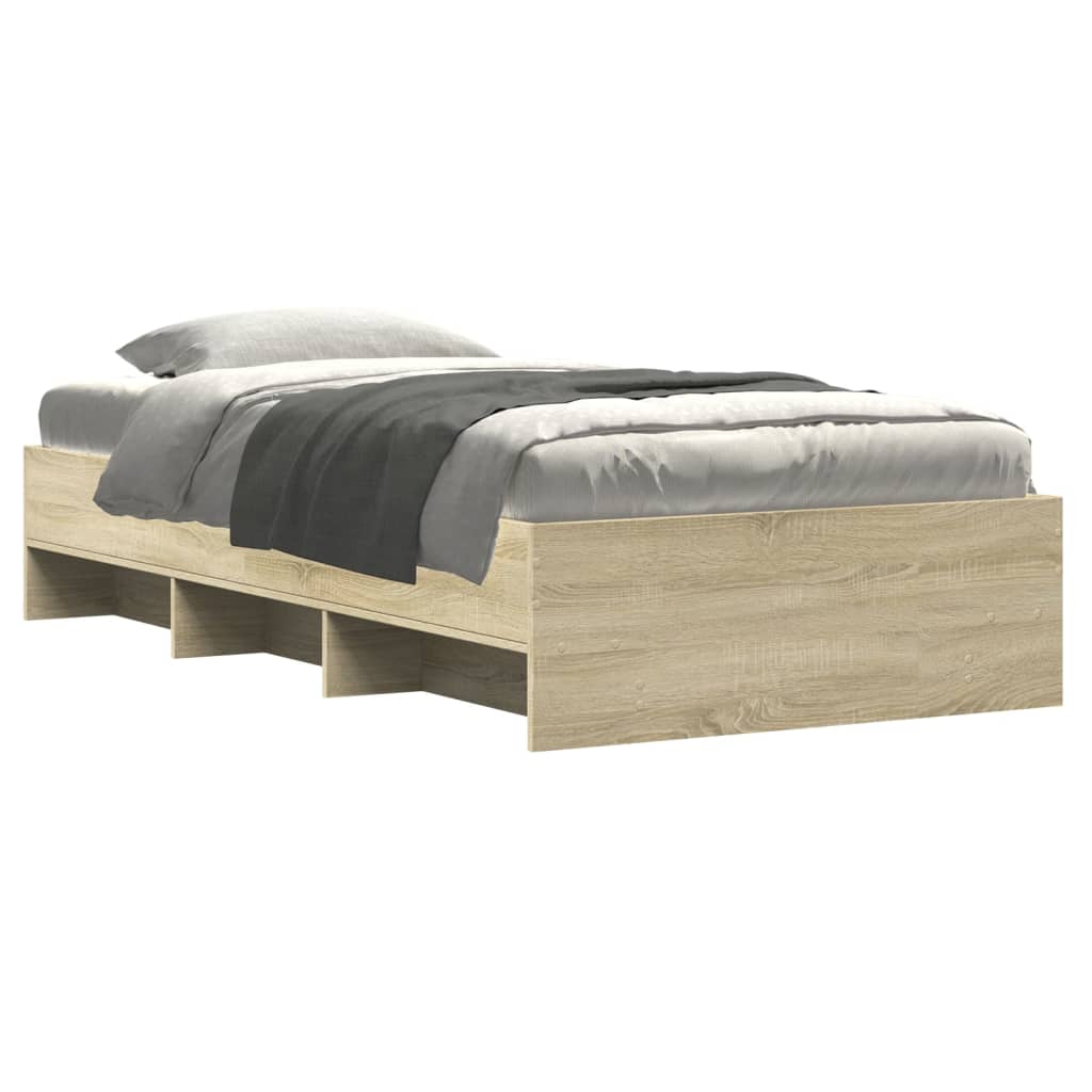 vidaXL Bed Frame | Sonoma oak | Engineered wood, Plywood | Single | Bed Frame