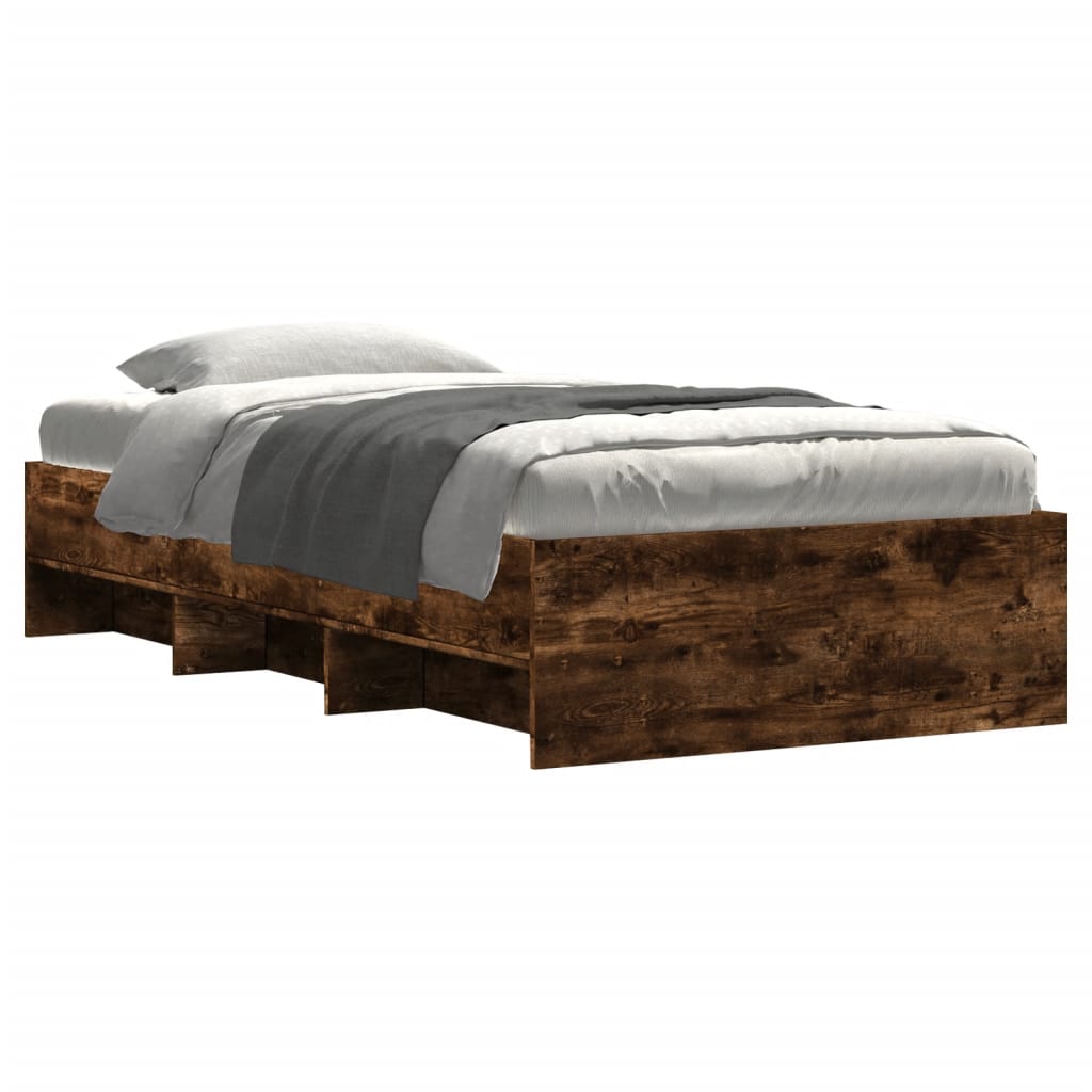 vidaXL Bed Frame without Mattress Smoked Oak 90x190 cm Single Engineered Wood