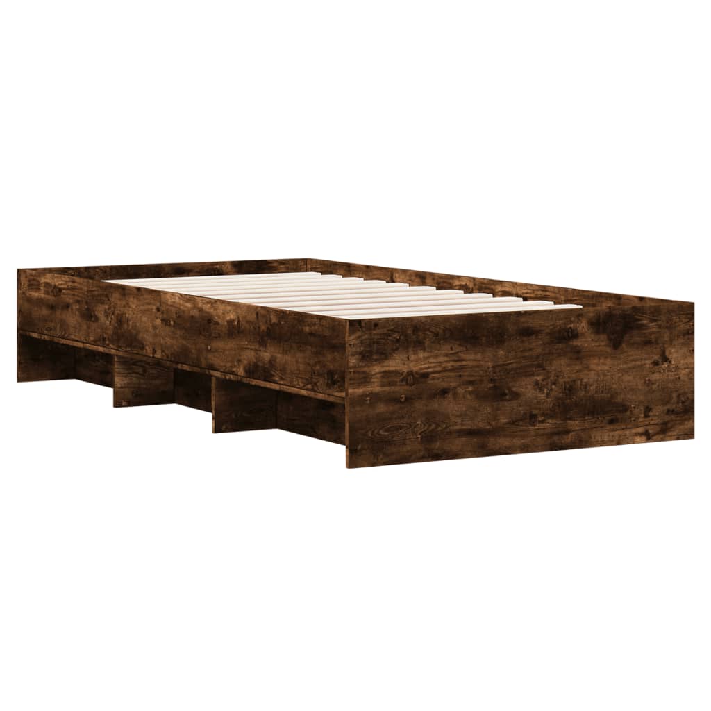 vidaXL Bed Frame without Mattress Smoked Oak 90x190 cm Single Engineered Wood