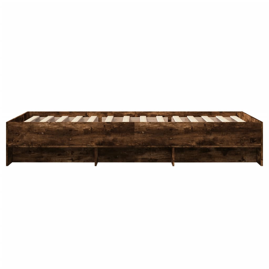 vidaXL Bed Frame without Mattress Smoked Oak 90x190 cm Single Engineered Wood