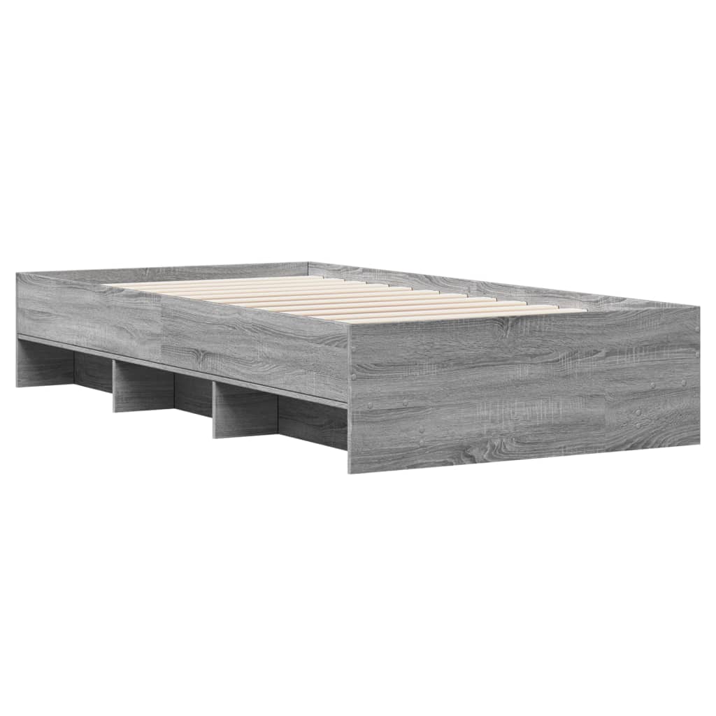 vidaXL Bed Frame without Mattress Grey Sonoma 90x190 cm Single Engineered Wood