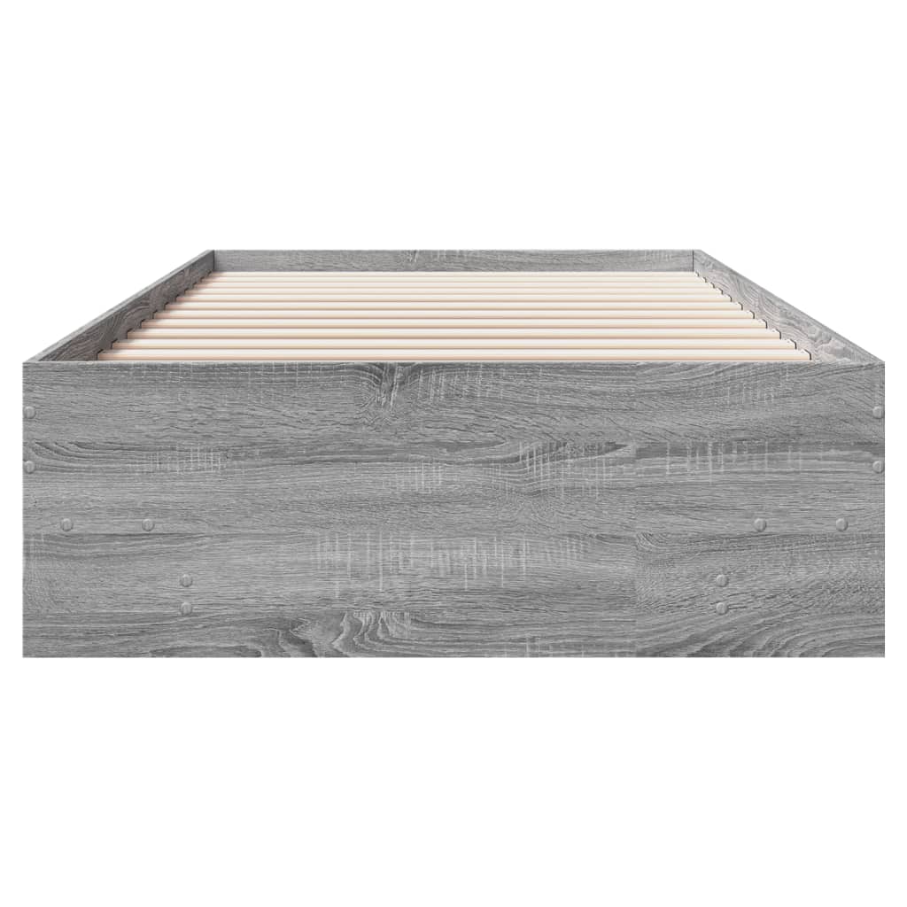 vidaXL Bed Frame without Mattress Grey Sonoma 90x190 cm Single Engineered Wood