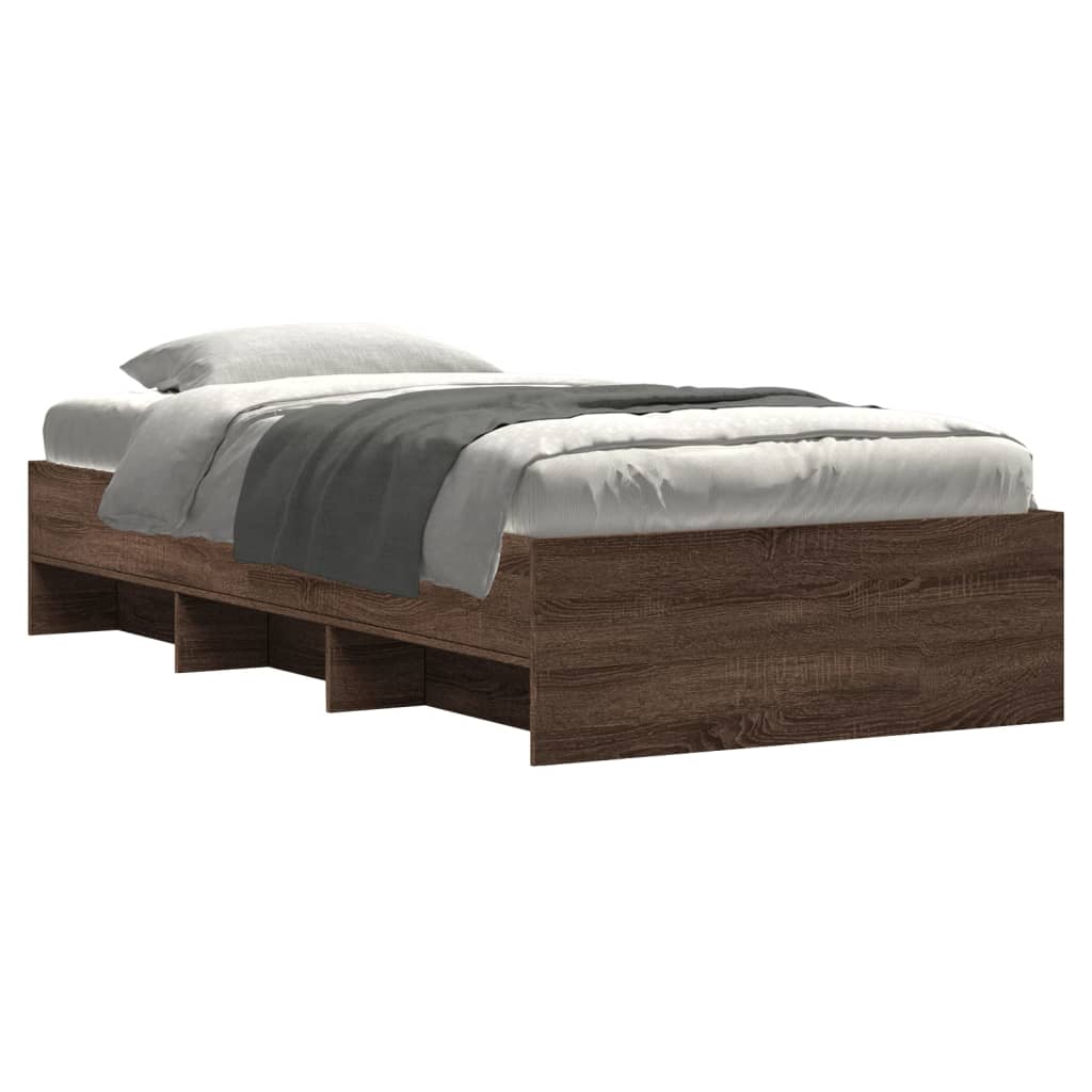 vidaXL Bed Frame without Mattress Brown Oak 90x190 cm Single Engineered Wood