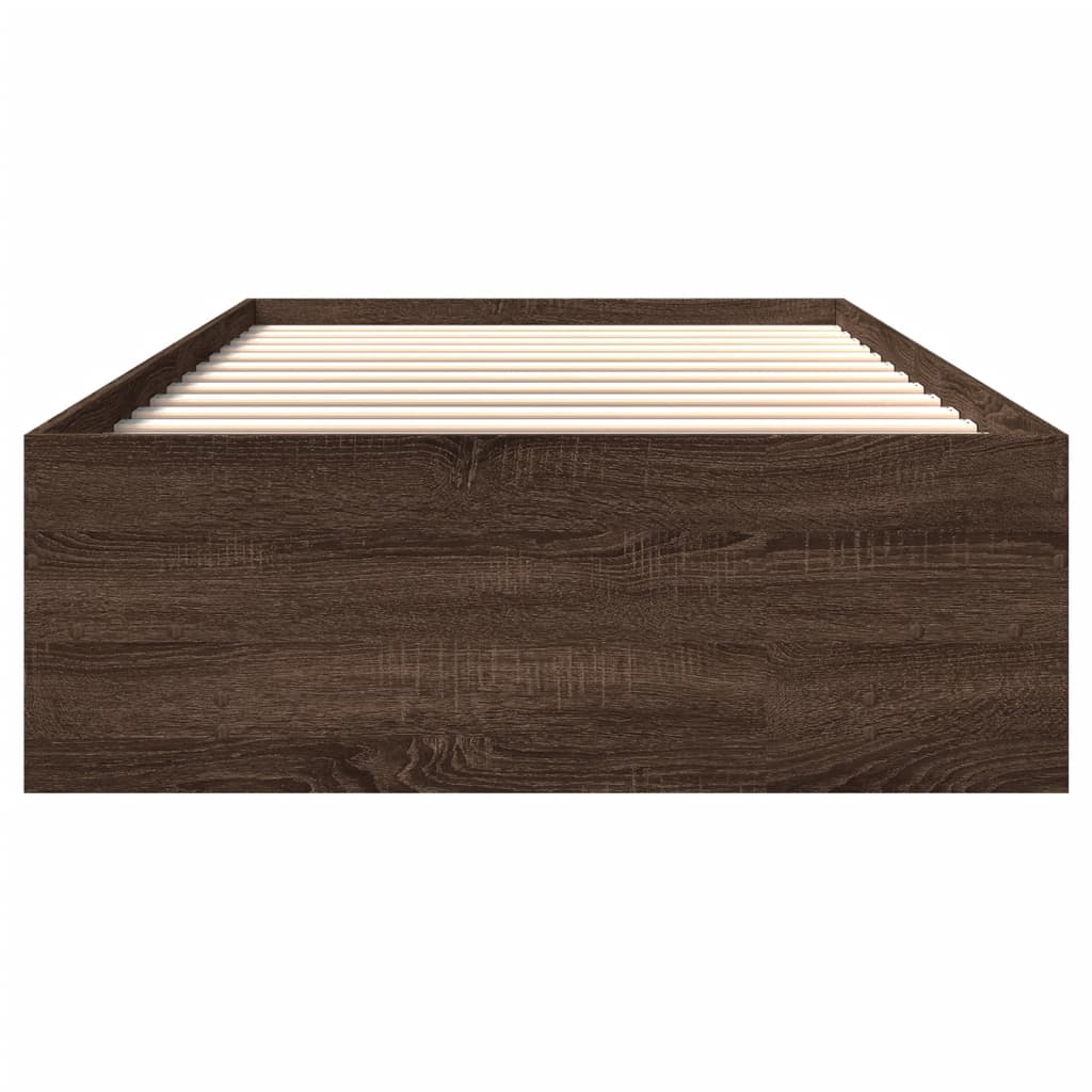 vidaXL Bed Frame without Mattress Brown Oak 90x190 cm Single Engineered Wood