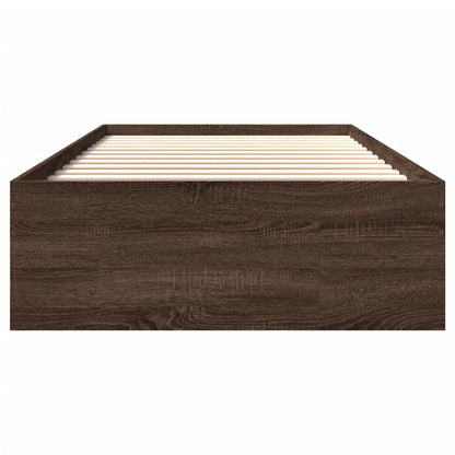 vidaXL Bed Frame without Mattress Brown Oak 90x190 cm Single Engineered Wood