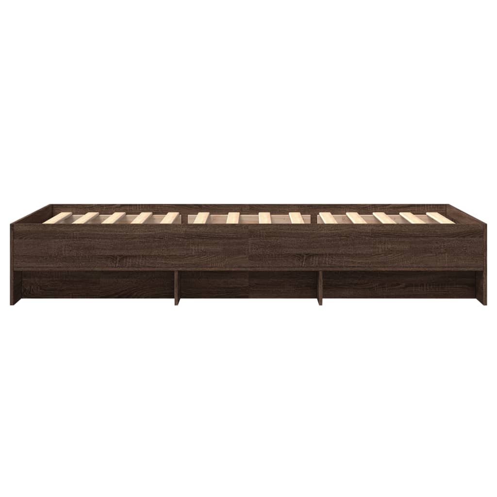 vidaXL Bed Frame without Mattress Brown Oak 90x190 cm Single Engineered Wood