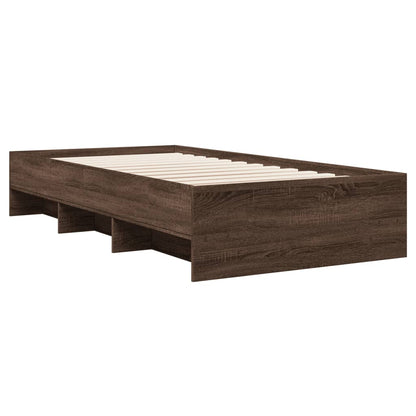 vidaXL Bed Frame without Mattress Brown Oak 90x190 cm Single Engineered Wood