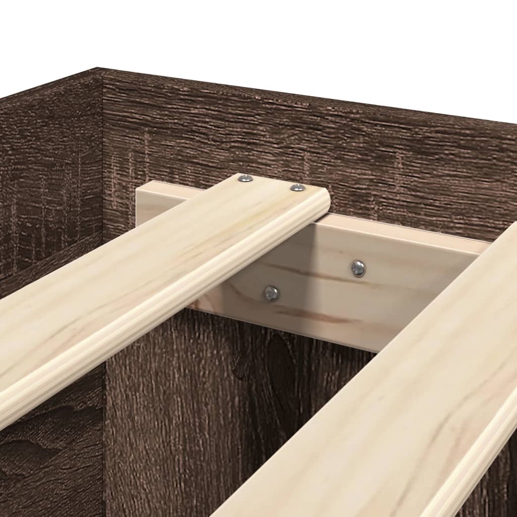 vidaXL Bed Frame without Mattress Brown Oak 90x190 cm Single Engineered Wood