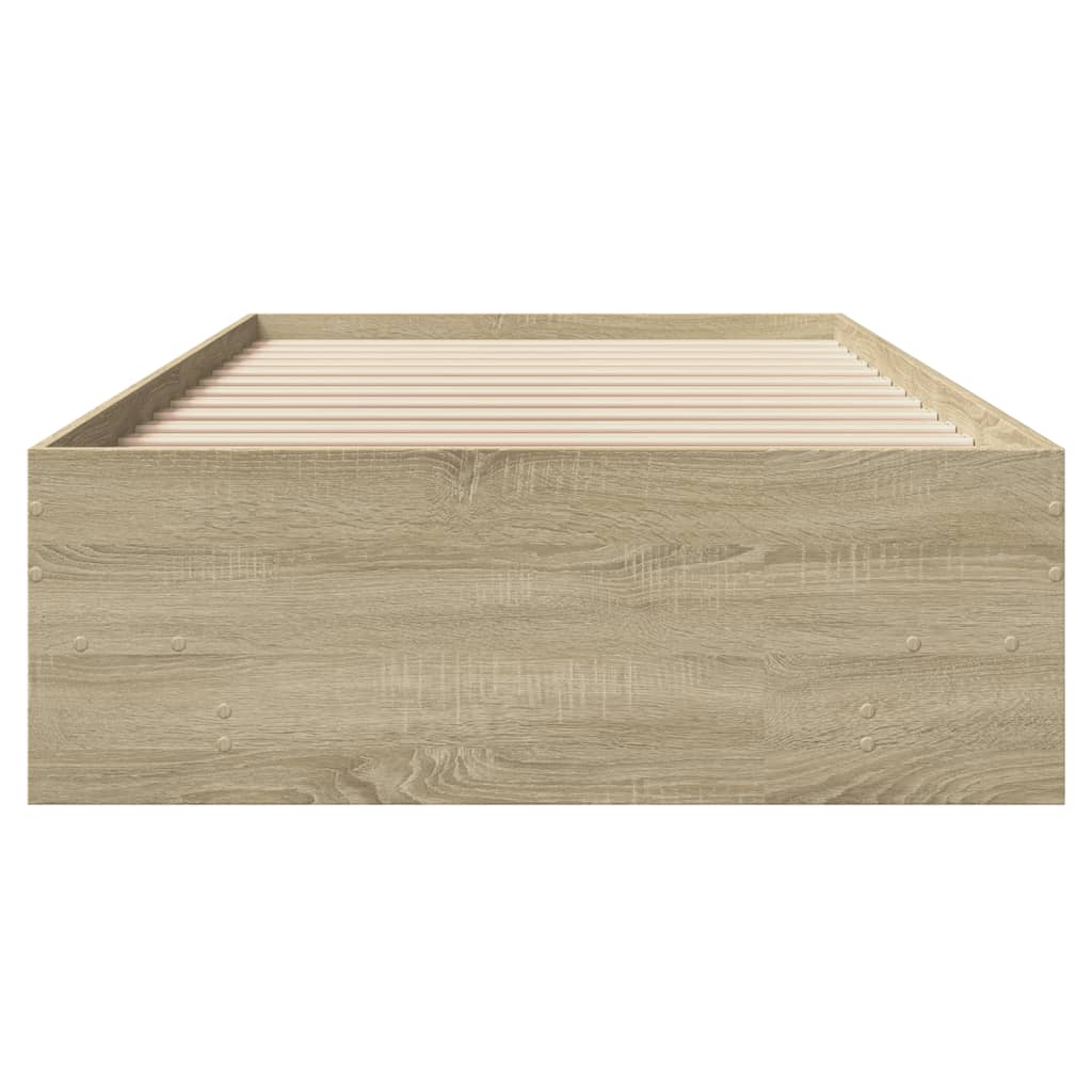 vidaXL Bed Frame without Mattress Sonoma Oak 75x190 cm Small Single Engineered Wood