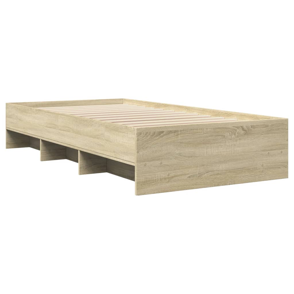 vidaXL Bed Frame without Mattress Sonoma Oak 75x190 cm Small Single Engineered Wood