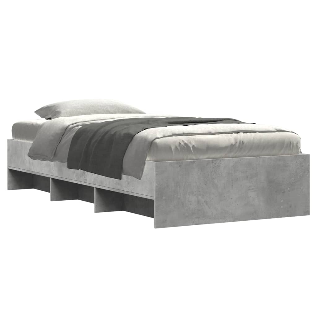 vidaXL Bed Frame without Mattress Concrete Grey 75x190cm Engineered Wood