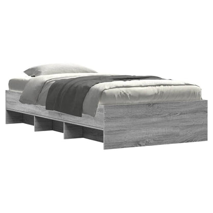 vidaXL Bed Frame without Mattress Grey Sonoma 75x190 cm Small Single Engineered Wood