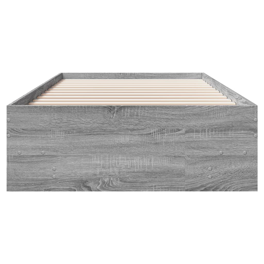 vidaXL Bed Frame without Mattress Grey Sonoma 75x190 cm Small Single Engineered Wood