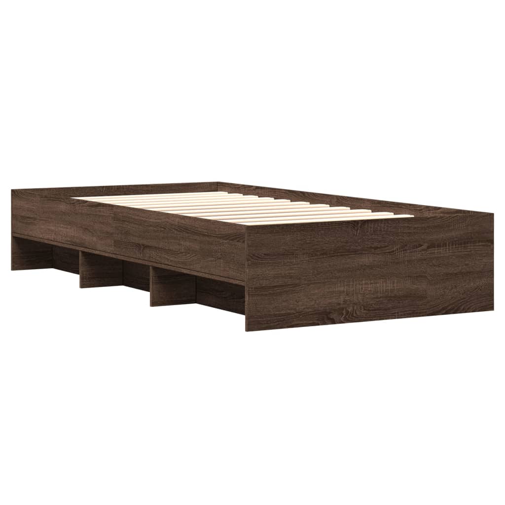 vidaXL Bed Frame without Mattress Brown Oak 75x190 cm Small Single Engineered Wood