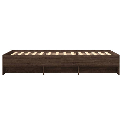 vidaXL Bed Frame without Mattress Brown Oak 75x190 cm Small Single Engineered Wood