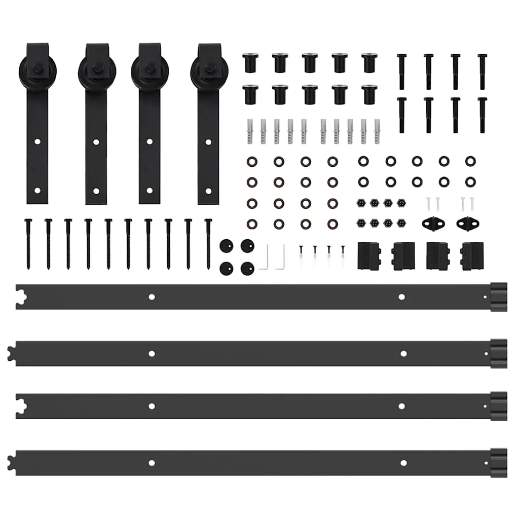 vidaXL Sliding Door Hardware Kit 152,5 cm Steel Black