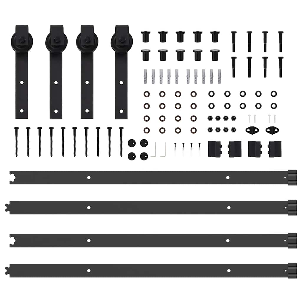 vidaXL Sliding Door Hardware Kit 213,5 cm Steel Black