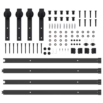 vidaXL Sliding Door Hardware Kit 213,5 cm Steel Black