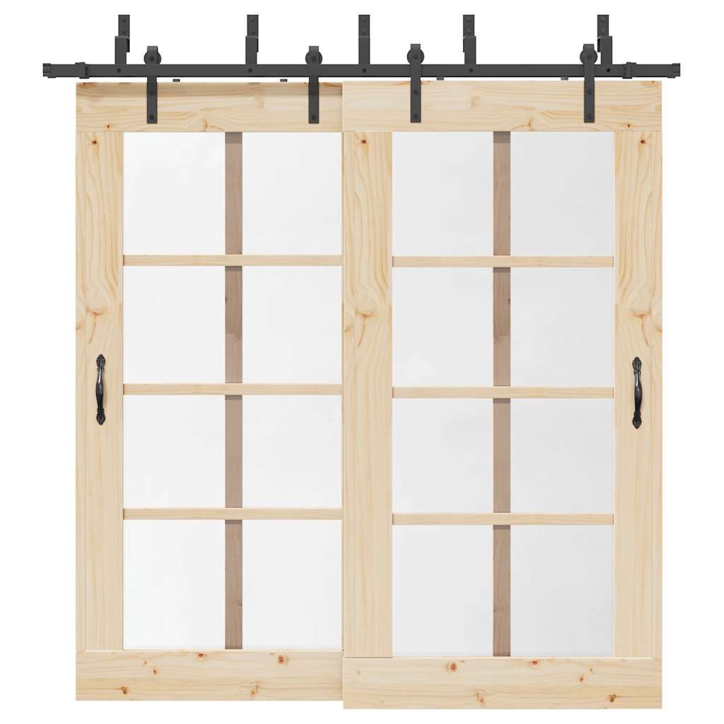 vidaXL Sliding Door Hardware Kit 213,5 cm Steel Black