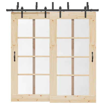 vidaXL Sliding Door Hardware Kit 213,5 cm Steel Black