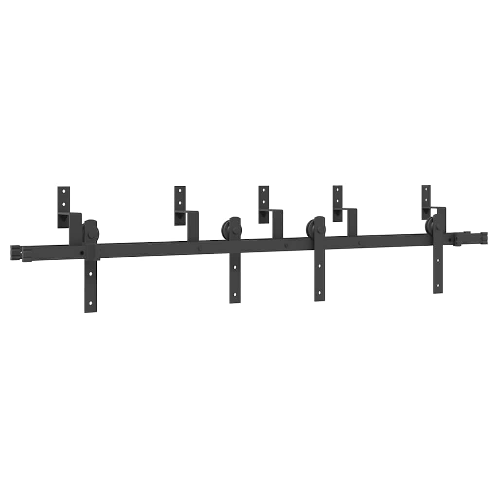 vidaXL Sliding Door Hardware Kit 183 cm Steel Black
