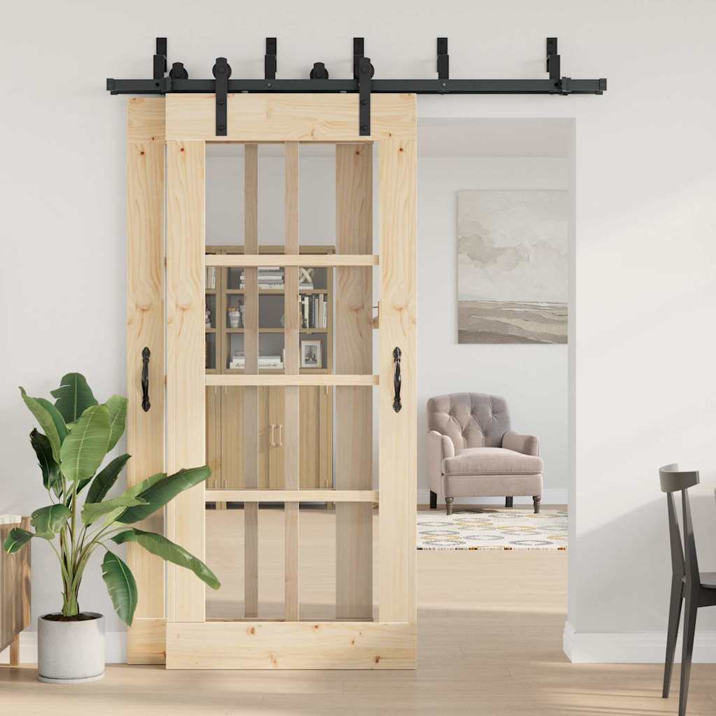 vidaXL Sliding Door Hardware Kit 183 cm Steel Black