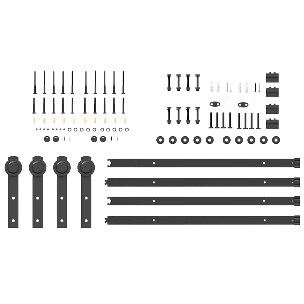 vidaXL Sliding Door Hardware Kit 183 cm Steel Black