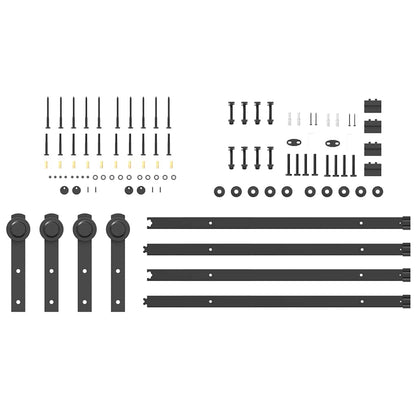 vidaXL Sliding Door Hardware Kit 183 cm Steel Black