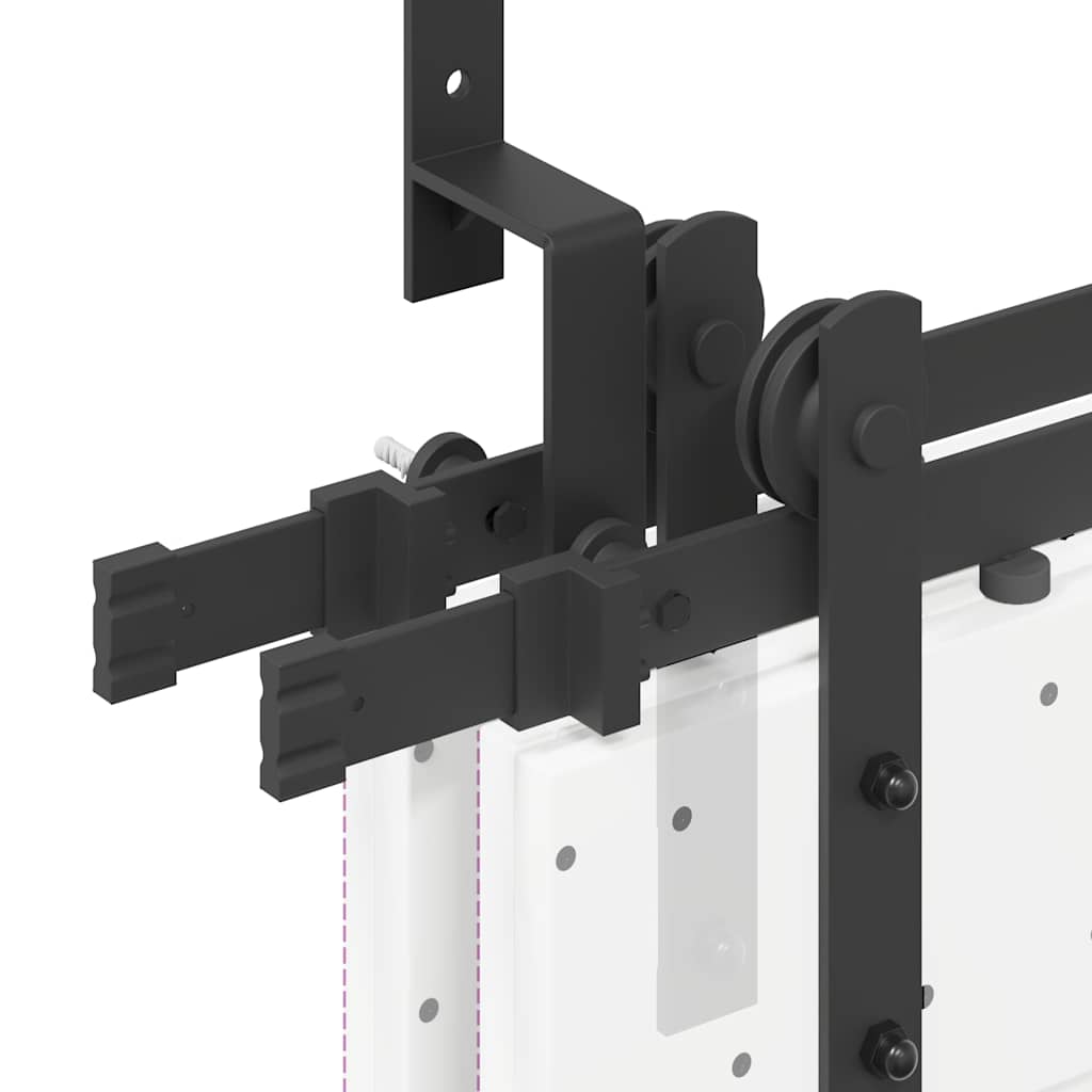 vidaXL Sliding Door Hardware Kit 183 cm Steel Black