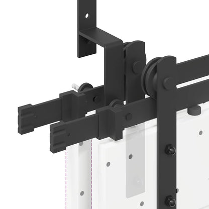 vidaXL Sliding Door Hardware Kit 183 cm Steel Black