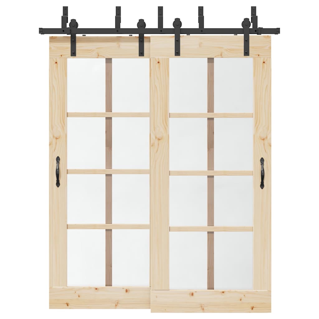vidaXL Sliding Door Hardware Kit 183 cm Steel Black