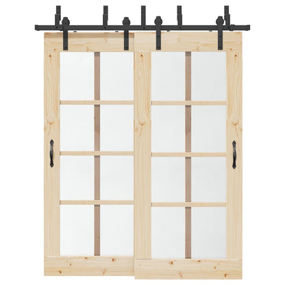 vidaXL Sliding Door Hardware Kit 183 cm Steel Black