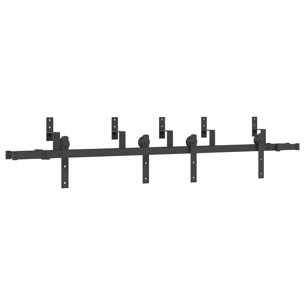 vidaXL Sliding Door Hardware Kit 200 cm Steel Black