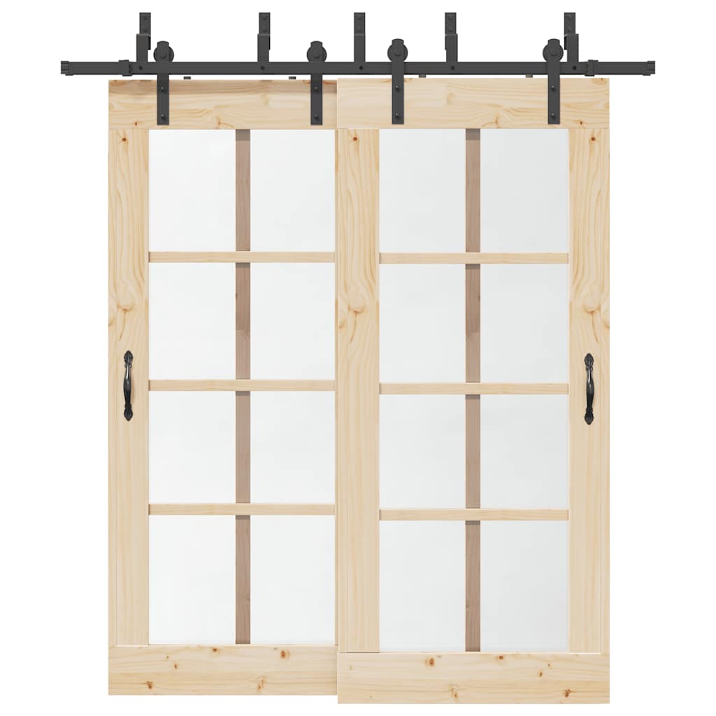 vidaXL Sliding Door Hardware Kit 200 cm Steel Black