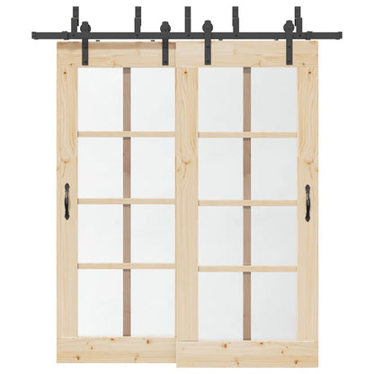 vidaXL Sliding Door Hardware Kit 200 cm Steel Black