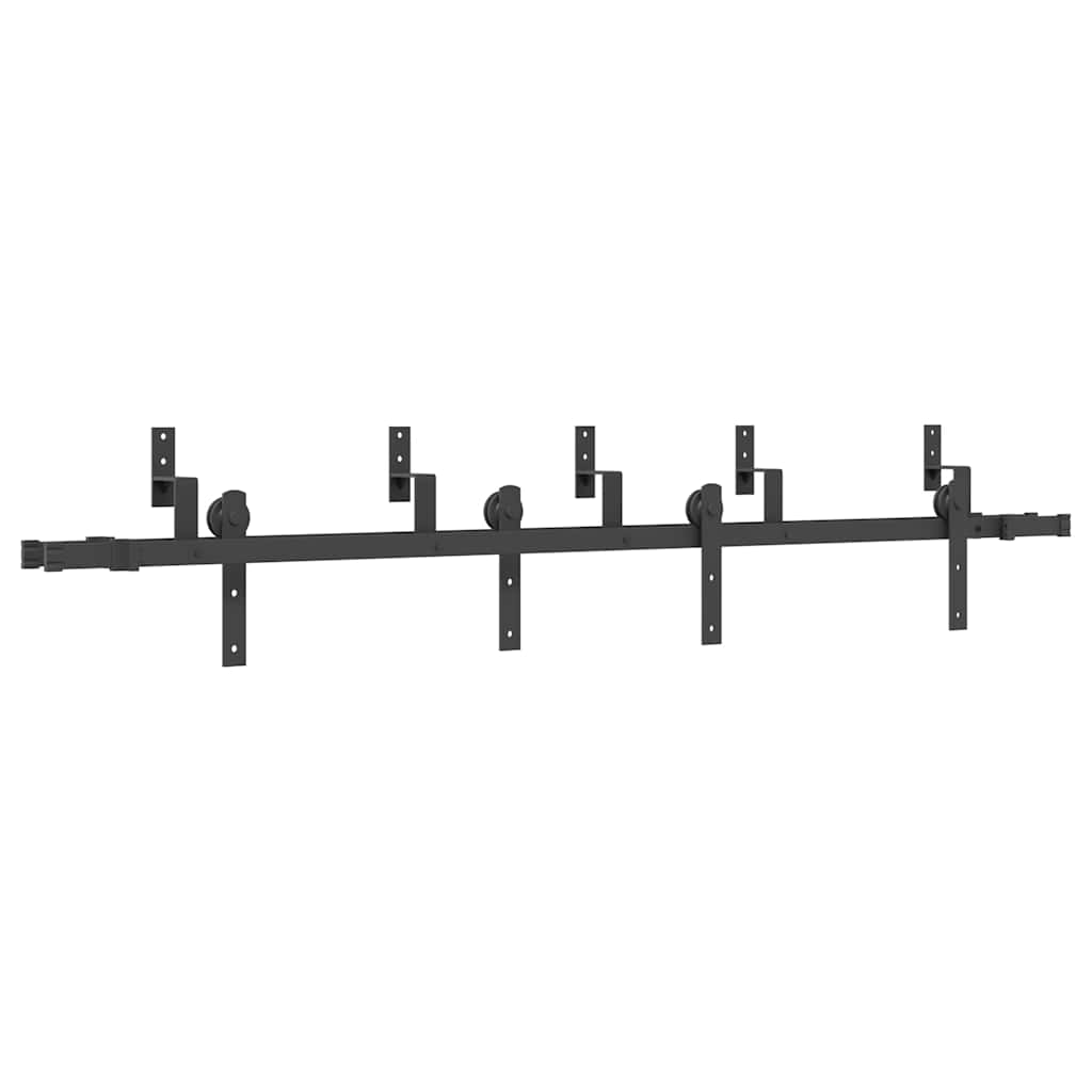 vidaXL Sliding Door Hardware Kit 213,5 cm Steel Black