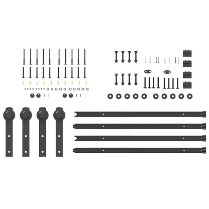 vidaXL Sliding Door Hardware Kit 213,5 cm Steel Black